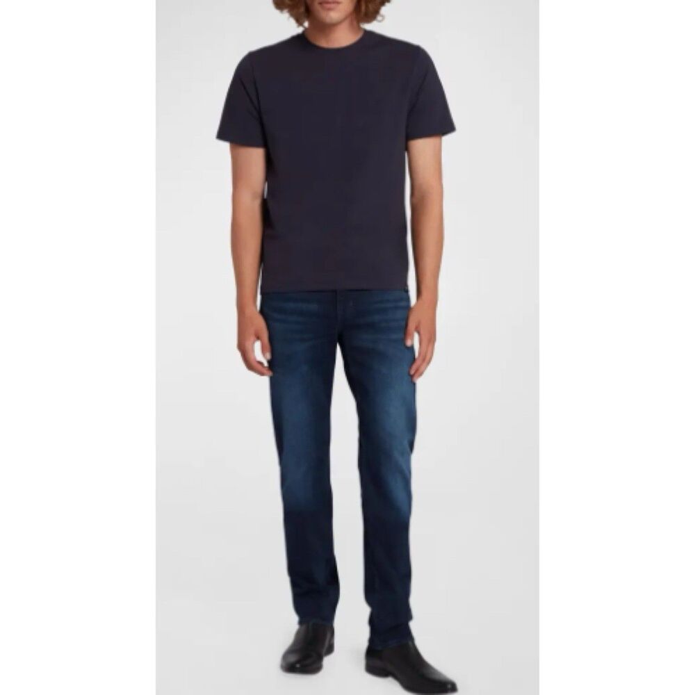 7 For All Mankind Jeans Mens Size 31 Denim Blue Dark Wash‎ Button Fly Straight